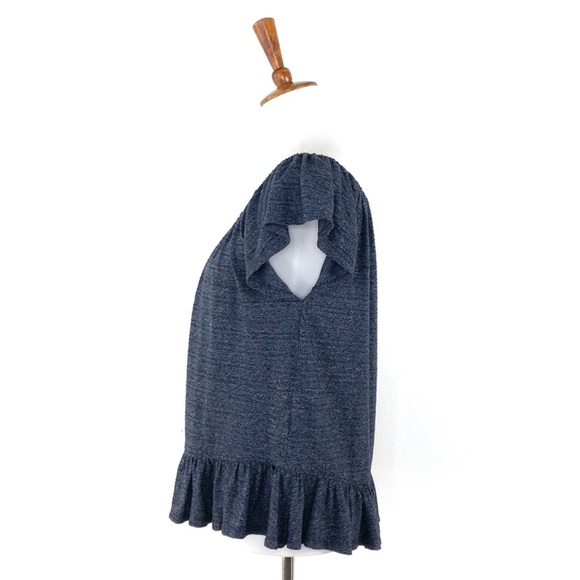 Lucky Brand Blue Button Front Flutter Sleeve Top - Picture 3 of 8